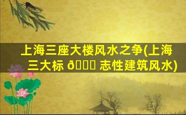 上海三座大楼风水之争(上海三大标 🐅 志性建筑风水)
